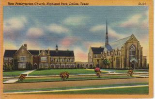vtg postcard new presbyterian church highland park dallas tx d 101