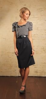 Womens Knee Length Navy Striped Top Dress Womens Size XLarge XL 16 18