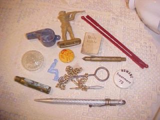 Vintage Misc. Group from Junk Drawer Whistle Metal Pencil Pin Backs