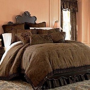  Chris Madden Brown Damask Jacquard 4 Piece Comforter Bedding