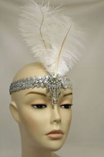 Ladies Flapper Headband 1920s Silver Clara Bella