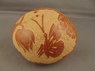 Tafoya Santa Clara Pueblo Pottery Seed Pod w Butterfly