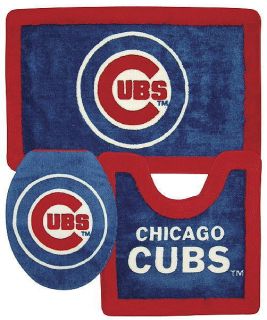 New Chicago Cubs MLB 3 PC Bathroom Bath Rug Set