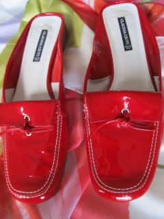Claudia Ciuti Womens Mules Shoe Red Patent Leather Size 8 M