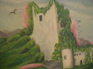 Claypool Castle Painting Fortress by Sea Signed From Local Estate