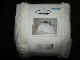SIMPLY SHABBY CHIC MESHED LACE PRESTINE WHITE KING DUVET COVER W/ 2