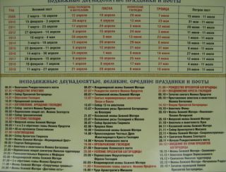 Ukrainian Wall Church Calendar with Christian Holidays