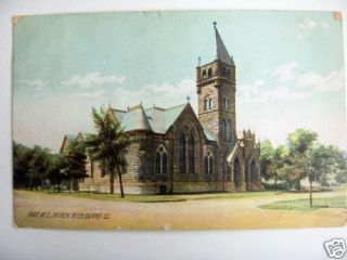 1908 First M E Church Rock Island Illinois Postcard