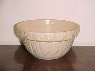 Small Stoneware Yellowware Crock Bowl 5 3/4 Picket Fence USA Pottery