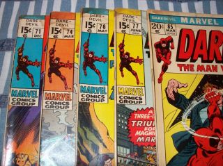 Reader Lot of 5 DAREDEVIL Comics from 71 85 Spider Man app from 1970