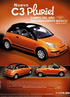2003 Citroen C3 Pluriel Cabrio Car Print Ad in Spanish