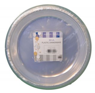 50ct Plastic Clear 9 Plates Wedding Party Dinnerware