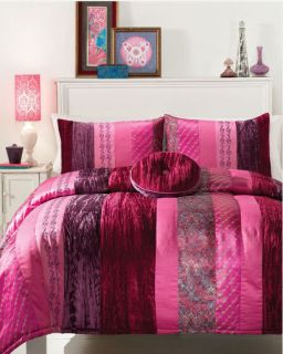 Claire Pink Purple 4P Full Queen Comforter Set