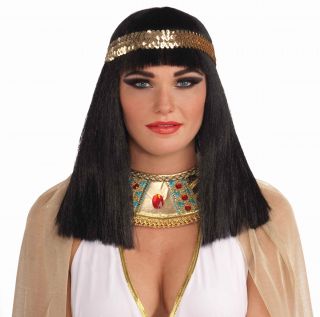 black cleopatra costume wig w headband adult