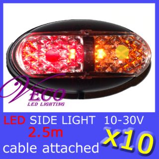 10x LED Side Marker Clea​rance Light Lamp Boat Caravan Trailer Truck
