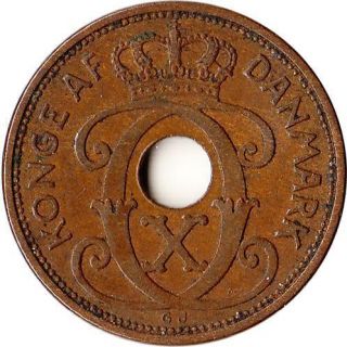 1939 N GJ Denmark 2 Ore Coin Christian x KM 827 2