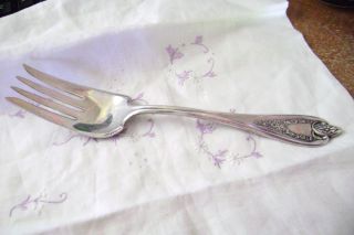 1847 ROGERS BROS XS TRIPLE SILVER PLATED MEAT FORK ROSE PATTERN
