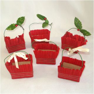 Dennison 1930s Crepe Paper Christmas Candy Cup Baskets