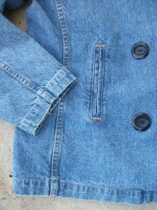 Christopher Banks M Denim Pea Coat Blue Jean Jacket Double Breasted