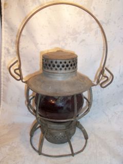 Vintage Dressel Lantern Arlington N.J. Stamped N.Y.C.S With Red Glass