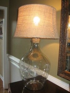 Pottery Barn Clift Glass Table Lamp New in Box Burlap Shade Included