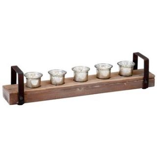 Clifton Rustic Reclaimed Chunky Wood Iron Votive Candle Holder