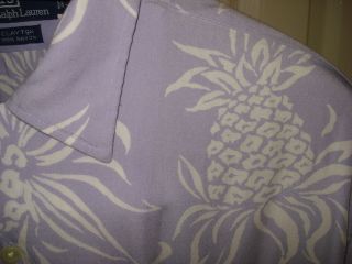 Ralph Lauren Purple Saltybeach Pineapple Clayton Rayon Shirt M