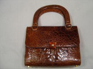 Vintage 60s 70s Coblentz Alligator Tortoise Handbag Purse