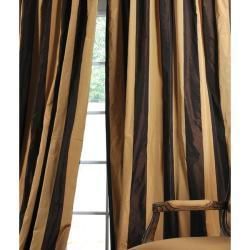 Signature Stripe Gold Coffee Faux Silk Taffeta 120 inch Curtain Panel