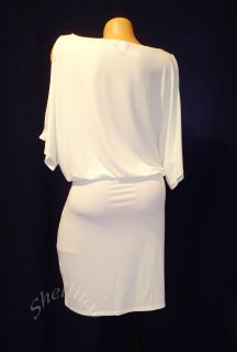 69 Matte Jersey Cold Shoulder Blouson Dress Coconut Milk XL