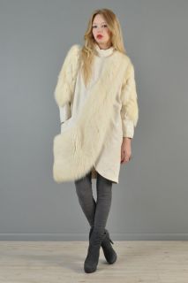   white cream leather fox fur panel avant garde cocoon coat 001