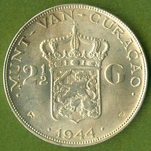 description a 1944 curacao netherlands 2 1 2 gulden coin