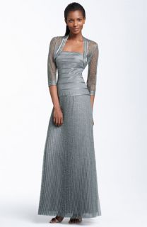 JS Collections Metallic Lace Gown & Bolero