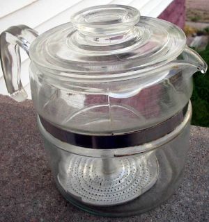 True Vtg Pyrex 6 Cup Coffee Pot Percolator No Stem 7756 B Lid Basket