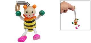 Bouncy Hanging Wooden Bee Toy Gift with Spring Child