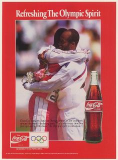 1992 Coke Coca Cola Classic Refreshing The Olympic Spirit Players Hug