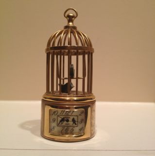 Clock Bulova Miniature Collectible Brass Style Colville Bird Cage