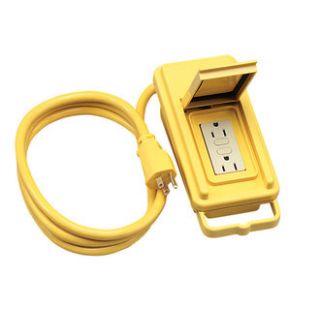 Coleman Cable 02822 Yellow 120 Volt GFCI Duplex Box with 6 12 3 Cord