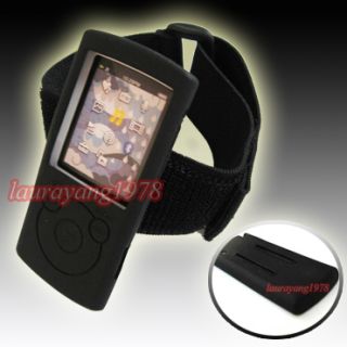 Black Silicone Skin Case Cover Armband for Sony Walkman NWZ S764 NWZ