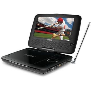 coby tfdvd7389a 7 inch swivel screen portable dvd cd  player w tv