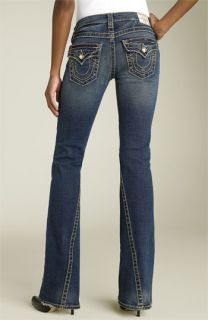 True Religion Brand Jeans Joey Disco Big T Flare Leg Stretch Jeans (Dark Drifter)