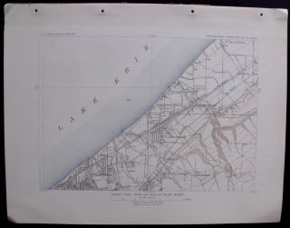 Antique Map Lake Erie Euclid Glenville Collinwood Ohio