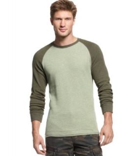 Club Room New Green Crew Neck Long Raglan Sleeve Fitted Thermal Shirt