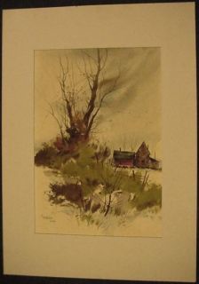  original watercolor by clarence perkins titled boley s winter acre