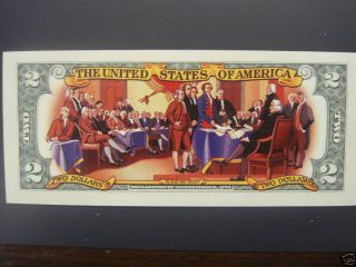 Colorized $2 Bill Signing Declaration of Independence