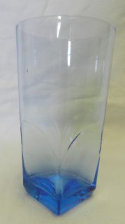 vintage cobalt blue square bottom water tea beverage glass
