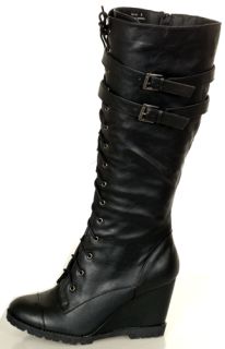 Classy Wedge Platform Elegant Designer Winter Black Boots Zipper