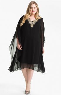 JS Collections Two Piece Slipdress & Beaded Overlay Caftan (Plus)