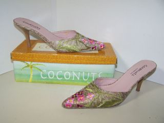 Coconuts by matisse sling back heels embroidered flowers amber sz 8