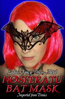 Ladies Fancy Dress Metal Nosferatu Vampire Bat Mask